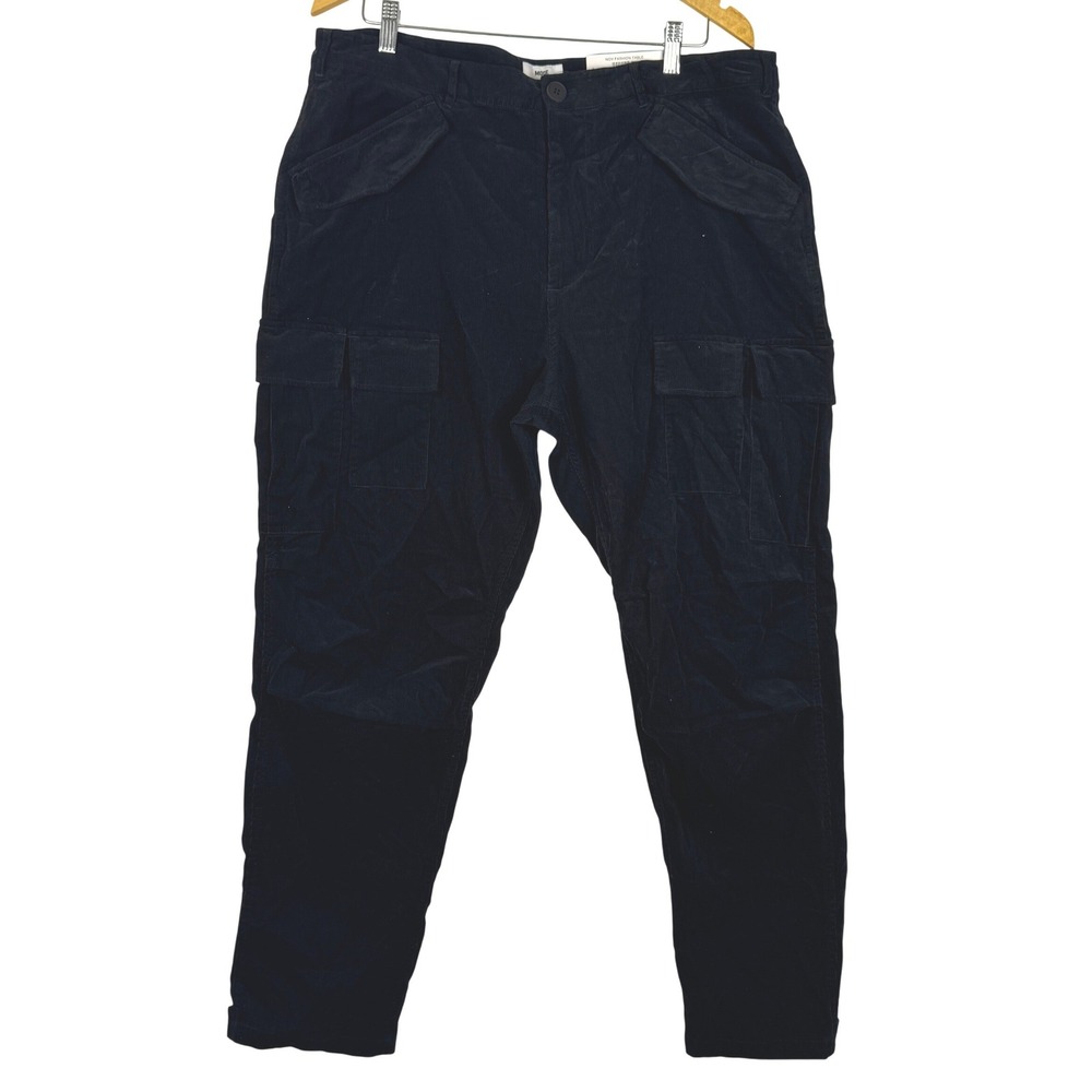 Mode of One Mens Relaxed Fit Corduroy Cargo Pants Deep Black 36‎ 100197732MN NWT